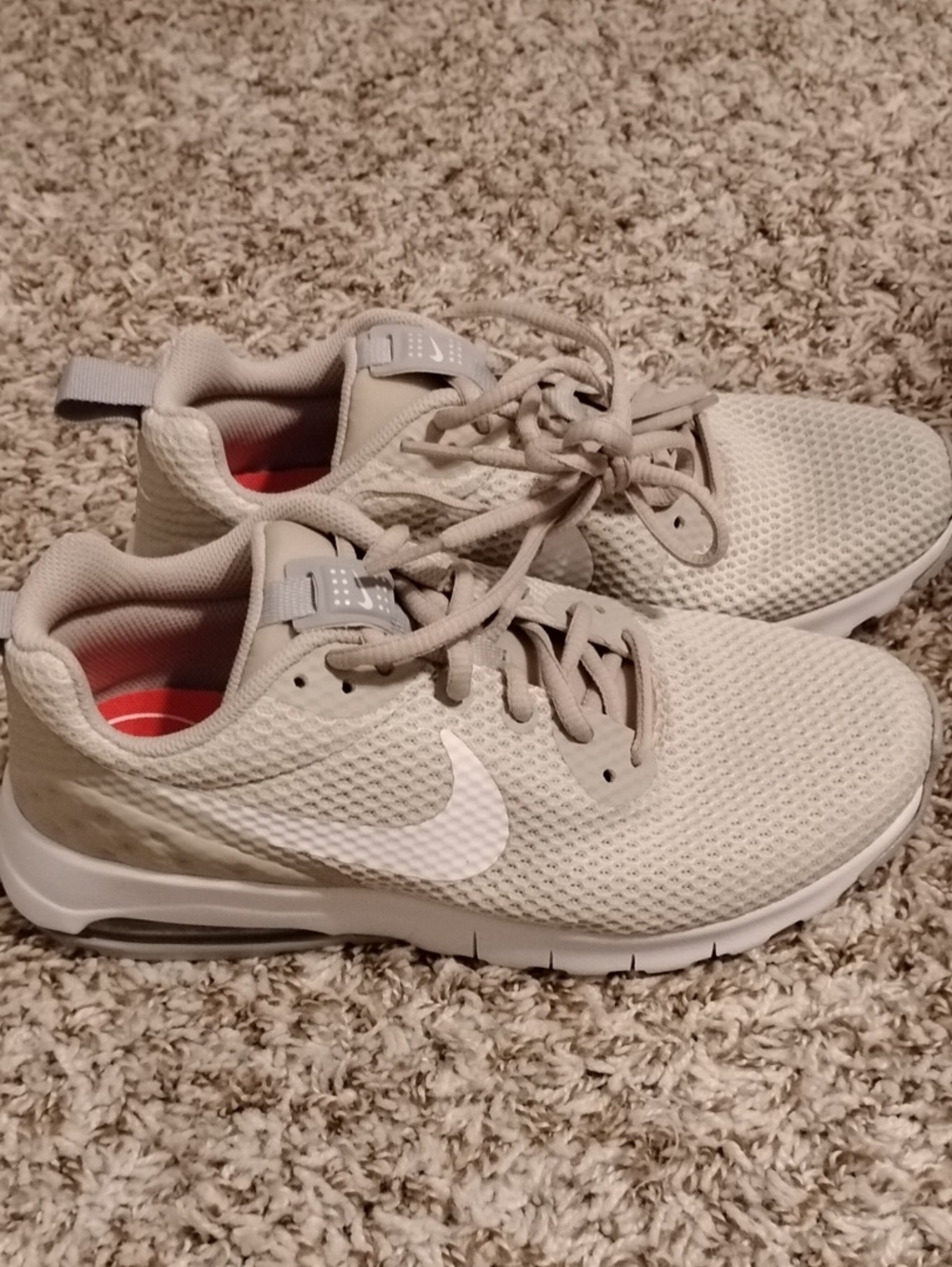 Women's Beige Mesh Sneakers with White Swoosh